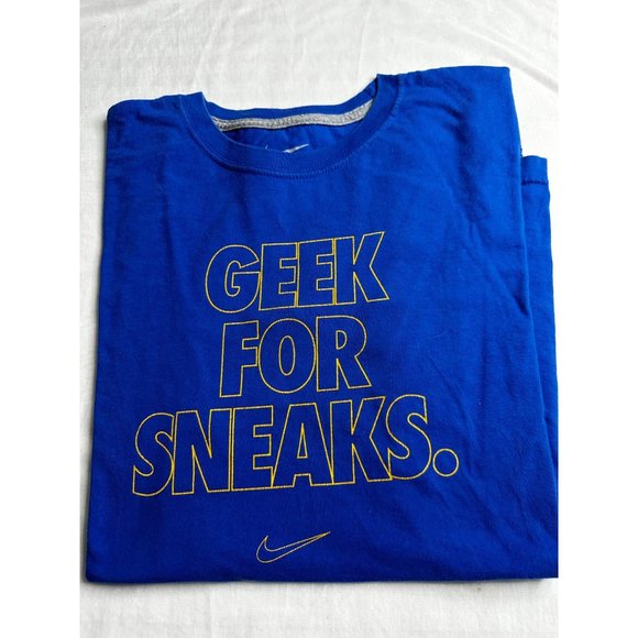 Nike Other - Nike Men's Short Sleeve Blue T-Shirt Large Geek For Sneaks Swoosh Logo